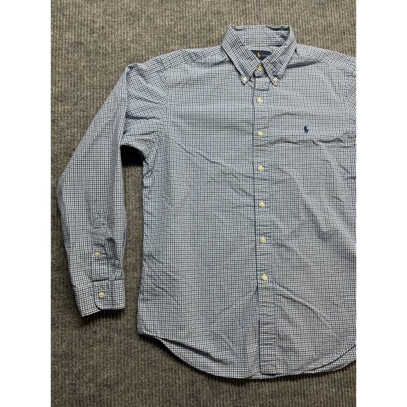 Ralph Lauren Button Down Shirt Men's Large Blue Check Long Sleeve Classic Fit - Picture 1 of 8